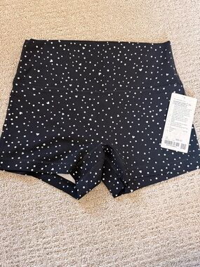 lululemon athletica Black High-Rise Bike Shorts with White Dot Print